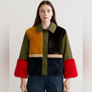 Harvey Faircloth Color block Fur Jacket Size S